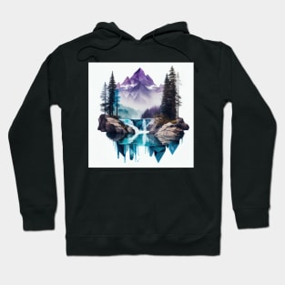 Majestic Purple Mountains with Blue Lake Waterfall Hoodie